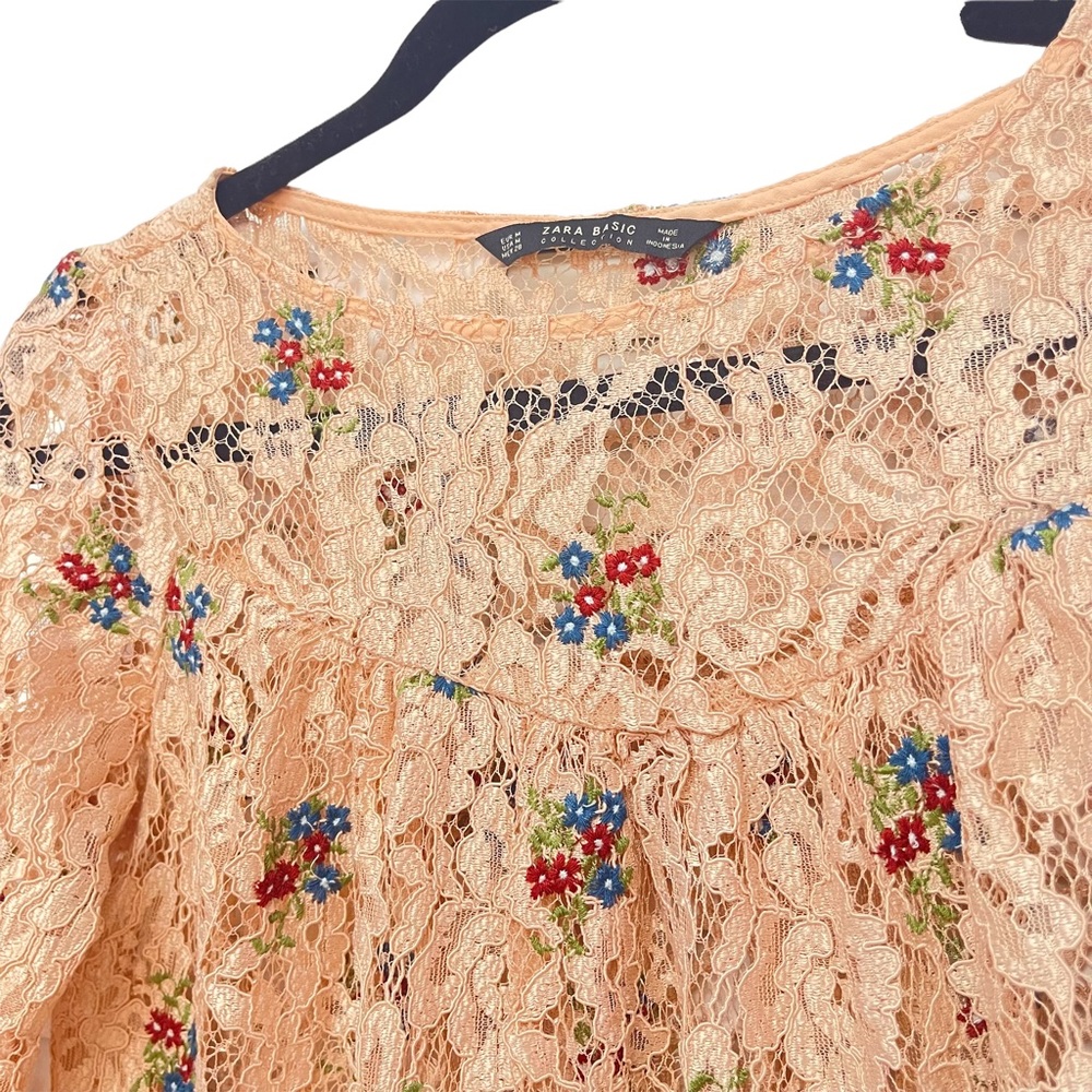 Zara Basic Collection Long Sleeve Scope Neck Lace… - image 6